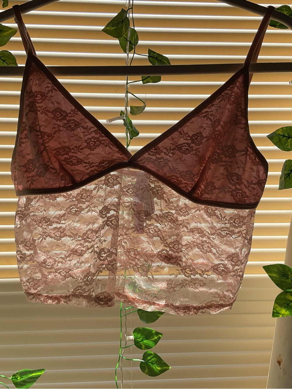 Lace Bralette Crop Top in Mauve Pink - Women Intimates